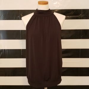 Black Tie Back Sleeveless Blouse